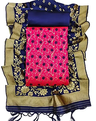 Stylish Banarasi Silk Unstitched Printed Suit