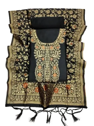 Classic Banarasi Silk Dress Material With Dupatta