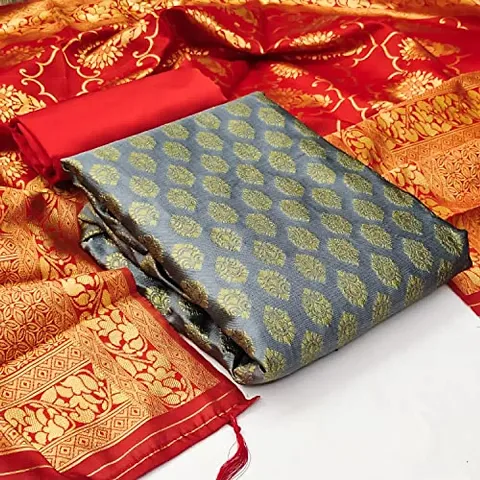 Womens Jacquard Banarasi Silk Woven Salwar Suit (Dress) Material With Dupatta.(Esha)