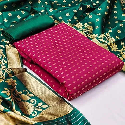 Stylish Banarasi Silk Woven Salwar Suit Dress Material With Dupatta