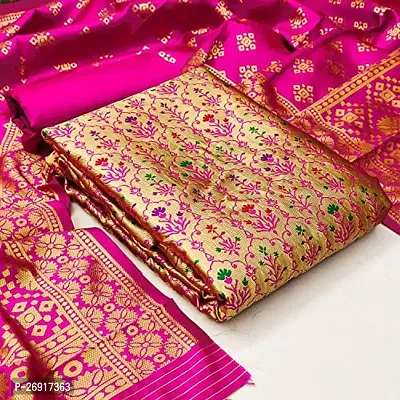 Womens Pink Banarasi Silk Suit Material With Banarasi Dupatta(Yashvi_N)