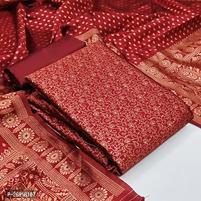 Classic Banarasi Silk Printed Dress Material with Dupatta for Women