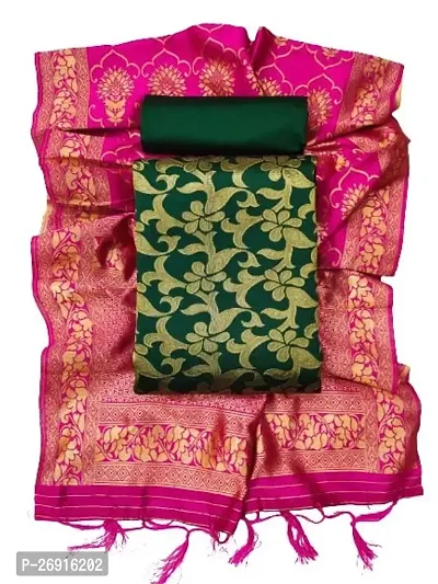 Classic Green Banarasi Silk Dress Material with Dupatta For Women-thumb2