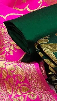 Classic Green Banarasi Silk Dress Material with Dupatta For Women-thumb3