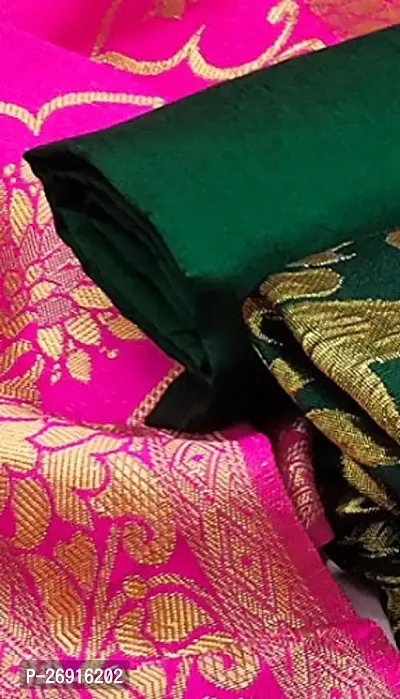 Classic Green Banarasi Silk Dress Material with Dupatta For Women-thumb4