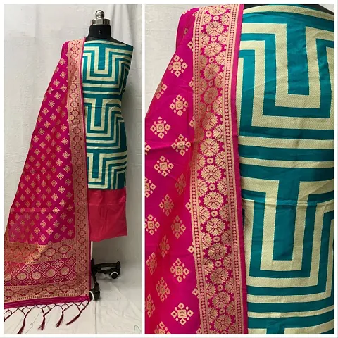 Classic Banarasi Silk Dress Material with Dupatta