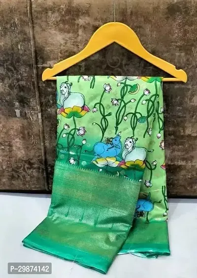Womens Green Dola Silk Printed Saree With Blouse Piece-thumb0