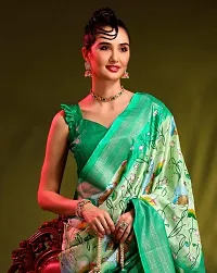 Womens Green Dola Silk Printed Saree With Blouse Piece-thumb2
