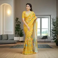 Women Yellow Dola Silk Kalamkari Printed Saree With Blouse Piece-thumb1