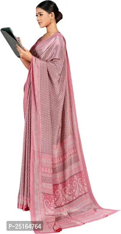 Stylish Crepe Saree With Blouse Piece For Women-thumb0