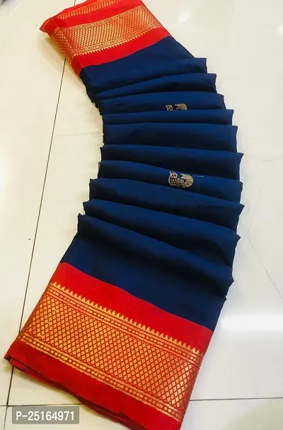 Stylish Cotton Silk Saree With Blouse Piece For Women-thumb0