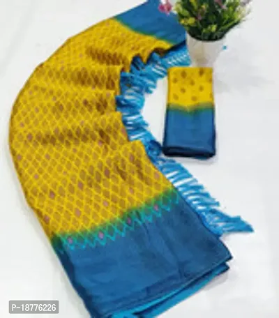 Elegant Bright Moss Printed Women Saree With Blouse Piece