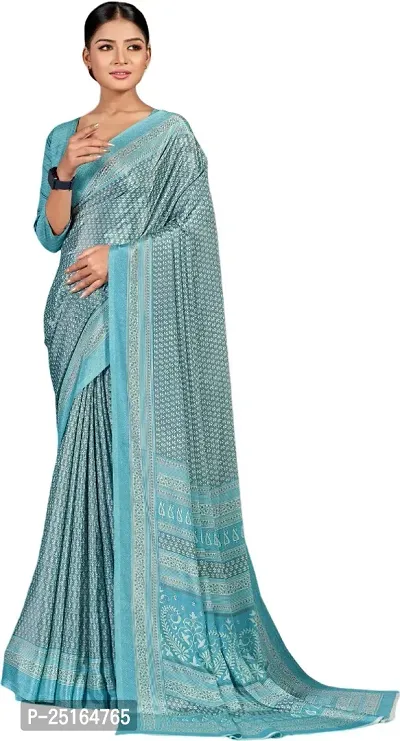 Stylish Crepe Saree With Blouse Piece For Women-thumb0