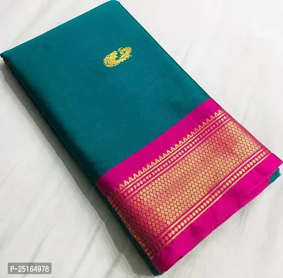 Stylish Cotton Silk Saree With Blouse Piece For Women-thumb0