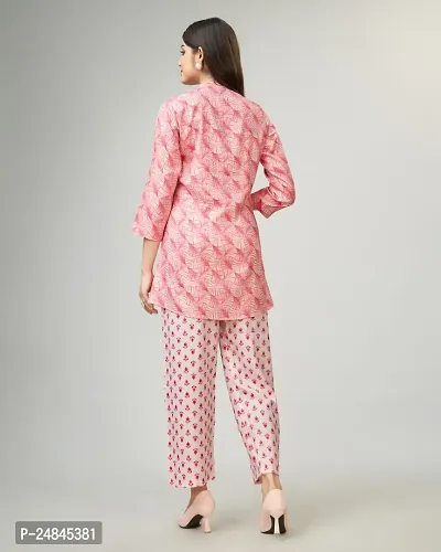 Kandora Fashion Women's Cotton Blend Digital Printed Co-ord Set Color Pink-thumb2