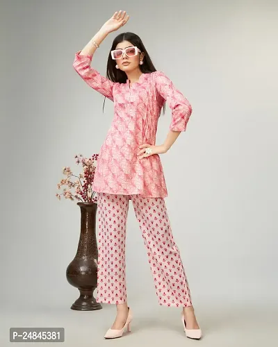 Kandora Fashion Women's Cotton Blend Digital Printed Co-ord Set Color Pink-thumb5