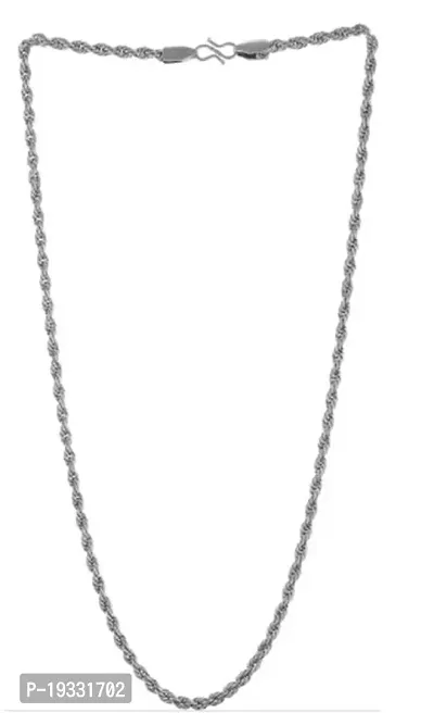 Alluring Silver Silver Plated Crystal Chain For Men-thumb2