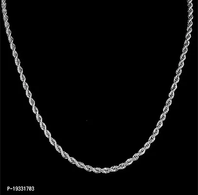 Alluring Silver Silver Plated Crystal Chain For Men