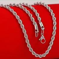 Alluring Silver Silver Plated Crystal Chain For Men-thumb1