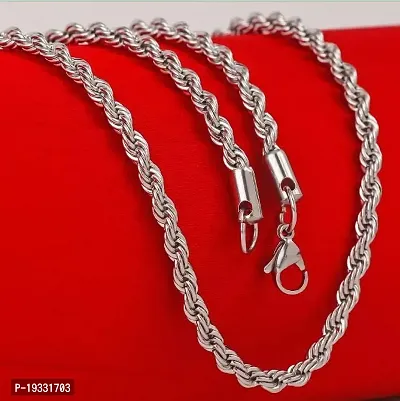 Alluring Silver Silver Plated Crystal Chain For Men-thumb2