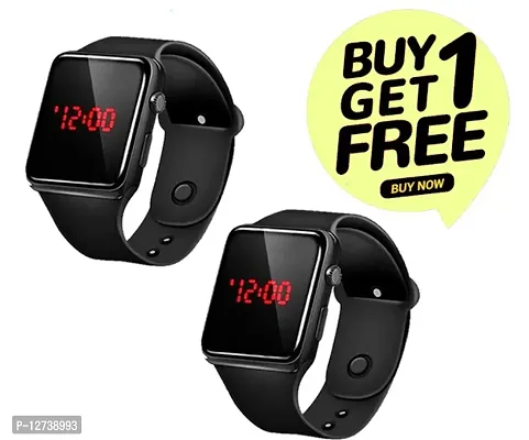 BUY 1 GET 1 FREE (Pack of 2)Most Selling Latest Trending Men  Women Digital Watches, Smart Watches, LED bands, Classy Bands, Square LED watches, Blackish Combo for Girls  Boys