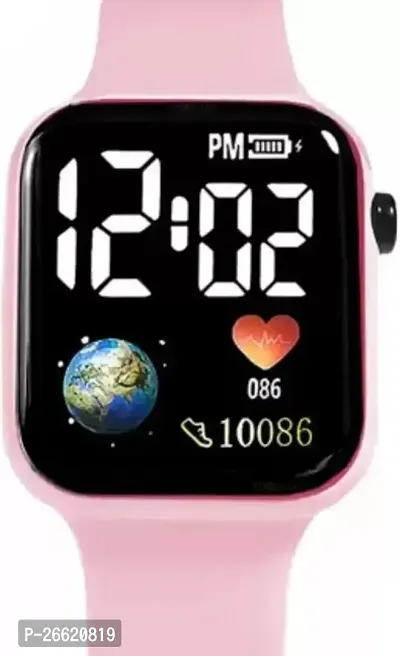 Stylish Pink Digital Square Led Band For Girls, Men, Women, Boys