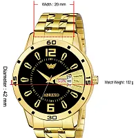 Men's Black Dial Gold Bracelet Day  Date Wrist Watch, With Free Designer Gold Chain For Men  Boys, Latest Trending Combo For Men,-thumb1