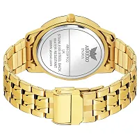 Men's Black Dial Gold Bracelet Day  Date Wrist Watch, With Free Designer Gold Chain For Men  Boys, Latest Trending Combo For Men,-thumb2