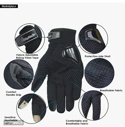 Trending Black Pro Biker Gloves, Outdoor Riding Full Finger Glove, Riding Gloves, Riding Gloves Winter,Riding Gloves For Men,Black Sports Riding Gloves For Unisex,Gloves for two-wheelers,Racing Gloves-thumb2