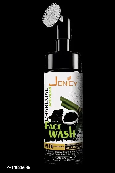 JONICY BRAND'S PRESENTS BAMBOO AND ACTIVATED CHARCOAL FOAMING FACE WASH WITH BUILT-IN FACE BRUSH DEEP CEANSING(150ML)