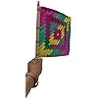 Bamboo Handmade Hand Fan|Delty Needs Pankha|Air Blower|Bamboo Hande Handicraft Fan with Handle Round Shape Vat Savitri Pooja Hand Fan Pack Of-2, Multicolor-thumb1