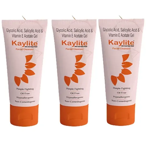 Kaylite Anti Acne Face Wash for Glycolic Acid, Salicylic Acid and Vitamin E Acetate gel (Pack of 3) 180 ML