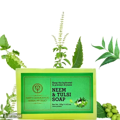 Neem And Tulsi Handmade Soap Combo Of 2 Pcs Pious Herbal Bathing Soap For Hydrated Glowing Healthy Skin Soap 2 X 125Gm-thumb2