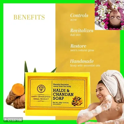 Haldi Chandan Handmade Soap Combo Of 2 Pcs Herbal Bathing Soap For Glowing Healthy Skin With Essential Oils Soap 2 X 125Gm-thumb3