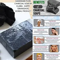 Handmade Charcoal Soap Combo Of 2 Pcs Deeply Cleanses Detoxifies And Purifies Reduces Acne And Blackheads Firms Up And Lightens Skin Suitable For All Skin Types 2 X 125Gm-thumb2