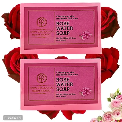 Rose Water Handmade Soap Combo Of 2 Pcs Herbal Bathing Soap For Hydrated Glowing Smooth Velvety Skin With Pure Gulab Jal And Other Essential Oils Soap 2 X 125Gm