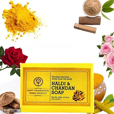 Haldi Chandan Handmade Soap Combo Of 2 Pcs Herbal Bathing Soap For Glowing Healthy Skin With Essential Oils Soap 2 X 125Gm-thumb2