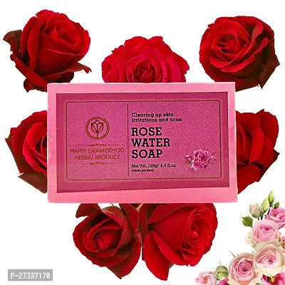 Rose Water Handmade Soap Combo Of 2 Pcs Herbal Bathing Soap For Hydrated Glowing Smooth Velvety Skin With Pure Gulab Jal And Other Essential Oils Soap 2 X 125Gm-thumb2