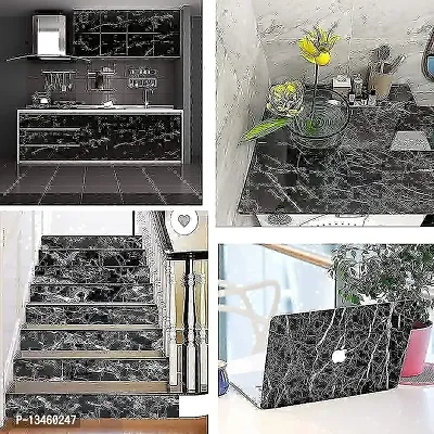 FOKRIM Marble Aluminum Foil Kitchen Stickers Oil-Proof Waterproof Self Adhesive Wallpaper PVC Bathroom Wall Stickers Peel  Stick Contact Paper for Kitchen Fridge Table Furniture-thumb3