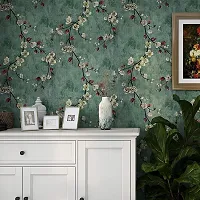 FOKRIM Green Flower Wallpaper for Walls (45x500Cm (24 Sq Ft) Sticker Wallpaper Peel and Stick Removable Self Adhesive Waterproof 3D Wallpaper for Living Room Bedroom Office Kitchen-thumb1