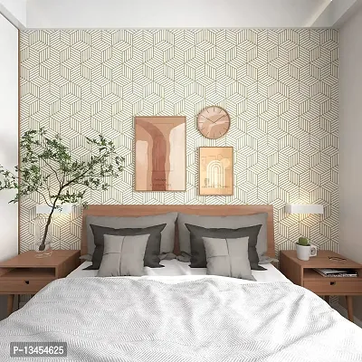 FOKRIM Gold and White Geometric Wallpaper for Walls (45x500cm)(Length 5-Meter) Sticker Wallpaper Peel and Stick Hexagon Removable Self Adhesive Waterproof Wallpaper-thumb2