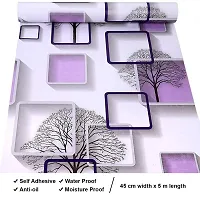 FOKRIM Wall Stickers Wallpaper(45x500Cm(24Sq Ft) Purple Cube 3D Frames and Trees Wallpaper for Walls Self Adhesive Decals Wall Stickers Peppy Purple Wall Stickers for Bedroom Home Living Room Kitchen-thumb2