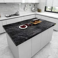 FOKRIM Black Vinyl Marble Aluminum Foil Kitchen Stickers Oil-Proof Waterproof Self Adhesive Wallpaper PVC Bathroom Wall Stickers Peel  Stick Contact Paper for Kitchen Fridge Table Furniture -2 M-thumb4