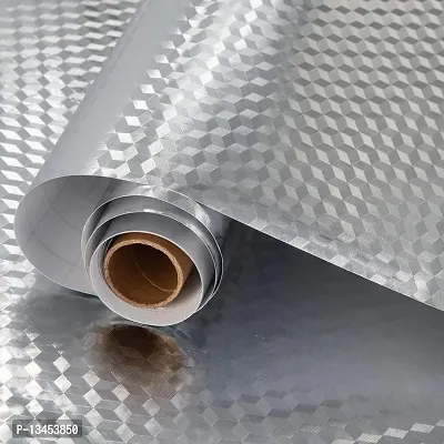 FOKRIM Aluminium Oil Proof Self-Adhesive Anti-Mold and Heat Resistant Kitchen Backsplash Foil Stickers Wallpaper (60X200CM) Size-2m