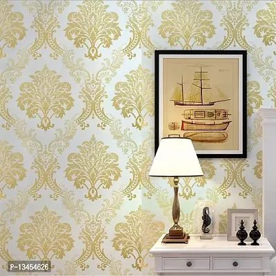 FOKRIM Dmask White Golden Wallpaper 45X500 cm ( Gold )-thumb2