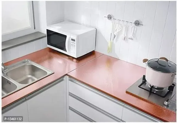 FOKRIM Rose Gold Aluminum Wallpaper Oil Proof Self-Adhesive and Heat Resistant Kitchen Backsplash Foil Stickers Wallpaper-thumb3