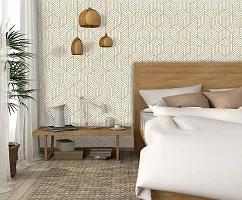 FOKRIM Gold and White Geometric Wallpaper for Walls (45x500cm)(Length 5-Meter) Sticker Wallpaper Peel and Stick Hexagon Removable Self Adhesive Waterproof Wallpaper-thumb4