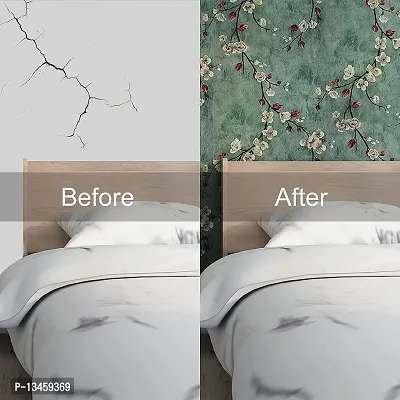 FOKRIM Green Flower Wallpaper for Walls (45x500Cm (24 Sq Ft) Sticker Wallpaper Peel and Stick Removable Self Adhesive Waterproof 3D Wallpaper for Living Room Bedroom Office Kitchen-thumb3