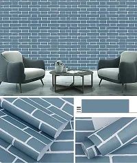 FOKRIM Blue Bricks PVC Self-Adhesive Wallpaper for Walls Sticker Wallpaper Peel and Stick Removable Waterproof Wallpaper (45x500cm)(Length 5-Meter)-thumb4