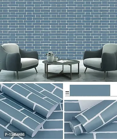 FOKRIM Blue Bricks PVC Self-Adhesive Wallpaper for Walls Sticker Wallpaper Peel and Stick Removable Waterproof Wallpaper (45x500cm)(Length 5-Meter)-thumb5